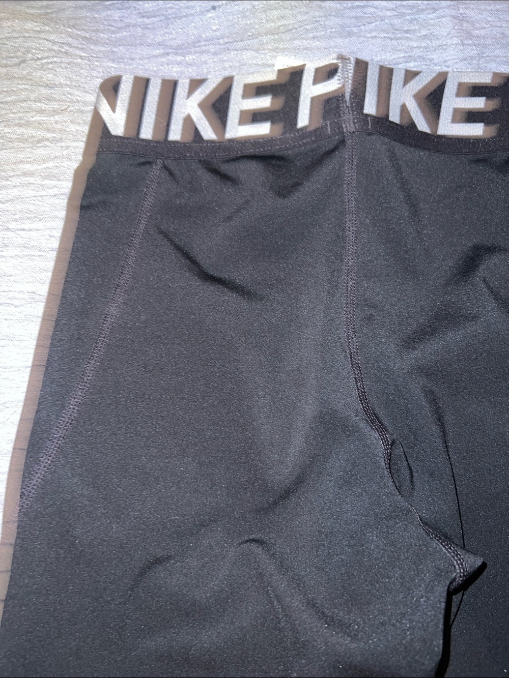 Nike Black Capri Leggings with White Swoosh and NIKE PRO Waistband - Picture 6 of 6